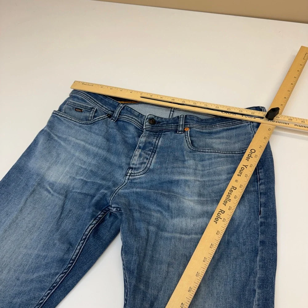 Hugo Boss Jeans Mens 36x29 Blue Taber Tapered Fit Denim Designer Luxury